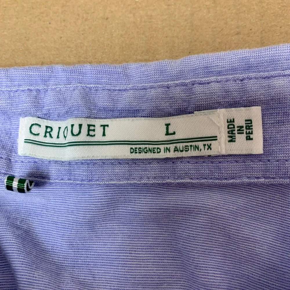 Criquet Polo Shirt Mens Large Lavender Excellent Pima Cotton Stretch Pocket
